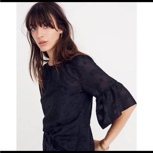 LIKE NEW!! Madewell butterfly-jacquard ruffle blouse| Color Black| Size XS
